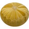 Mandala Life ART Pouf da pavimento in velluto marocchino giallo senape, cuscino rotondo ottomano con ricamo mandala, cuciture a pannello, stile bohémien, per soggiorno, meditazione e decorazione