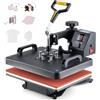 CREWORKS Pressa a Caldo 5 in 1, 30x38 cm Macchina per Termopressa Professionale, Set Multifunzione per Personalizzazione Magliette, Tazze, Cappelli e Piatti, Display Digitale, Rotazione 360°