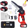 OUTIGO Motosega senza fili, motosega elettrica alimentata a batteria, on 2 batterie da 4000 mAh, 4 catene e 3 barre di guida, motosega portatile manuale, adatta al taglio del legno