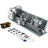 Orion Motor Tech Tornio per Metalli 1100W Professionale 220x750 mm, Tornio Parallelo con Mandrino a 3 Mascelle da 125mm, Velocità Variabile 0-3000 RPM con Display LCD, per Tornitura, Taglio e Foratura