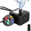 everfarel Mini pompa dell'acqua con 4 luci LED, 350 l/h 3,5 W, pompa dell'acqua per giardino, fontana, giardino roccioso, pompa per acquario, pompa sommergibile, altezza massima 0,85 m