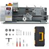 CREWORKS 750W Tornio per Metallo 210 x 400 MM Tornio da Banco per Metalli a Velocità Variabile 50-2500 giri/min con Mandrino a 3 Griffe LCD Display per Filettatura Tornitura Taglio Foratura