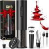 GHB Cavatappi Elettrico per Vino USB Ricaricabile, Apribottiglie Elettrico Professionale con Tagliacarte, Versatore,Tappo di Tenuta, Tappo per Vuoto Regalo per Uomo,Papà,Amanti del vino