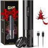GHB Cavatappi Elettrico per Vino USB Ricaricabile, Apribottiglie Elettrico Professionale con Tagliacarte per Vuoto Regalo per Uomo,Papà,Amanti del vino