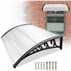 Peviasot Tettoia per porta di casa 100x150 cm, in policarbonato 6 mm, staffa in PP, pensilina ad arco trasparente, estremamente resistente alle intemperie, protegge da pioggia, neve e raggi UV
