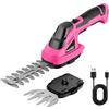 SnapFresh Forbici a Batteria per Erba 8V, Lunga Autonomia: 60 min, Tosaerba e Tagliasiepi 2 in 1 Tagliabordi a Batteria Cesoia Elettrica Taglio Larghezza 83mm Lunghezza 122mm Adatto al Giardino(Rosa)