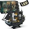 CubicFun Puzzle 3D LED 68 CM Black Pearl - Modello di barca della Queen Anne's Revenge, regalo di compleanno per adulti, 340 pezzi