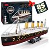 CubicFun Puzzle 3D LED Titanic - Regali di San Valentino Grande Nave Modello Kit di Costruzione Giocattoli per Adulti e Adolescenti,266 Pezzi