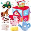 hahaland Scatola Fazzoletti Montessori 6 Mesi, Peluche Fattoria Sensoriale
