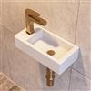 DeerValley - Lavello da bagno con montaggio a parete, rettangolare, piccolo, in ceramica, senza troppopieno, 36,5 x 18 x 9 cm (bianco, mano sinistra)