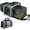 EQULIUS Borsa per il trasporto espandibile, pieghevole, per cani e gatti, 47 x 28 x 28 cm, borsa per il trasporto per animali domestici, fino a 5 kg
