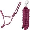 JA Horse JA4034 - Set di cavezza con moschettone Bolt Snap per lavori sul pavimento, cavezza per cavallo, cavezza da allenamento, corda da equitazione, accessori professionali (bordeaux, pony)