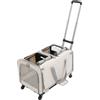 Ciounmb Trasportino per animali domestici, cane e gatto, trolley da viaggio, trolley con manico telescopico, ruote, divisorio, 61 x 38 x 42 cm, rete Oxford in PVC (bianco)