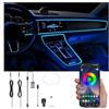QAUBEN USB Auto Illuminazione Ambientale Fibra Ottica 64 Colori Musica Suono Attivo con App Controllo Auto Decorativo Kit di Illuminazione Atmosfera DC 12V 1W 3m con Autoicabatterie Auto QC 3.0