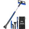 SEG Direct Spazzola Neve Raschietto Ghiaccio Estensibile Staccabile 100cm | Seccatoio, Impugnatura in Schiuma Telescopica, Per Auto Camion SUV MPV, Peso Leggero Antigelo Durabilità, Nero e Blu