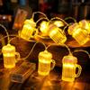 Dongcill Catena Luminosa LED Boccale di Birra 1,5 m con 10 LED Bianco Caldo a Batterie, Decorazione Oktoberfest, Luci per Bar, Giardino, Festa, Matrimonio, Terrazza e Natale