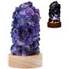 Generic Lampada da tavolo a LED in cristallo naturale, alimentata tramite USB, base in legno, quarzo citrino ametista, luce notturna per casa, ufficio, camera da letto, luce calda, 6 x 10 cm (viola)