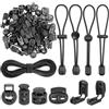 Okoss 10 m di filo elastico in gomma da 3 mm, elastico rotondo, corda in gomma con 40 fermacorda, 40 fermacorda, colore nero, cordoncino in gomma per cordino, zaino e vestiti, 10 m