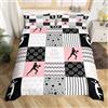 Homemissing Biancheria da letto da pallavolo Set di biancheria da letto per giochi sportivi e giochi di pallavolo copripiumino per bambini in microfibra rosa nero bianco geometria copriletto decorazione della st