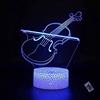 YTDZLTD Illusione Ottica 3D Violino Lampada Luce Notturna 16 Colori Mutevoli Telecomando USB Potere Toccare Cambiare LED Lampada da Tavolo Bambini Compleanno Natale Regalo