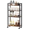 HOOBRO Carrello da Cucina a 4 Ripiani, Carrello di Servizio Stretto e Multifunzione, con Ruote e Cestelli in Rete, per Cucina, Bagno, Sala da Pranzo, Lavanderia, Marrone Vintage e Nero EBF17TC01