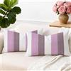 Brylleii Set di 2 Federe Cuscini Divano Righe Bianco 30 x 50 Primaverili Estate Fodere Copricuscini Marrone Rosa Moderno Copricuscino Lavabile Decorativi Quadrate per Soggiorno Camera Esterni
