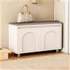 TY&WJ Pouf Contenitore in Legno per Ingresso, Puffo Contenitore Moderna con Seduta Imbottita E Gambe in Legno Contenitore Poggiapiedi per Corridoio E Soggiorno,F,60x30x50cm(24x12x20inch)