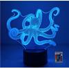 YTDZLTD Illusione ottica 3D Octopus Luce notturna 16 colori che cambiano USB alimentato telecomando interruttore touch Decor lampada LED tavolo scrivania lampada bambini Natale Brithday regalo