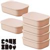 CNKHDZ Set da 6 contenitori con coperchio, contenitori impilabili con coperchio, contenitori in plastica per scaffali, cucina e bagno (Rosa, 25.5 * 18 * 7.7cm)