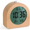 HOMVILLA Sveglia da Comodino Digitale in Legno - Sveglia Comodino con Snooze 5 minuti, Sveglia Digitale a Batteria, Display LCD per Camera o Ufficio