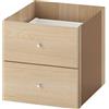 IKEA KALLAX Inserto con 2 cassetti, 33x33 cm [effetto rovere tinto bianco]