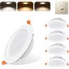 Sweier Faretti LED da Incasso per Cartongesso, 7W 600LM Faretti da Incasso Soffitto, Regolabile Caldo 3000K Neutro 4000K Freddo 6000K Faretto Incasso Bagno IP44, Alluminio, Foro Ø90-100mm, Set di 5