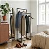 [en.casa] Stand Appendiabiti da Terra con 2 Barre Aste Porta Abiti in Altezze Diverse Organizzatore Guardaroba Vestitore 100 x 40 x 30 cm in Acciaio - Nero