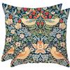 Comforso William Morris, set di federe per cuscini Strawberry Thief, 2,45 x 45 cm, motivo floreale su entrambi i lati, decorazione per la casa per divano, divano o panca