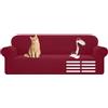 Hengrongshen Copridivani Elasticizzati, Copri Divano 1/2/3/4 Posti con Braccioli, Copridivano Universale per Animali Antigraffio & Impermeabile (4 Posti, 230-300 cm, Vino Rosso‌)