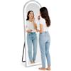 Shally Dogan Specchio Figura Intera ad Arco con Struttura in Alluminio Indipendente e Led a 3 Colori Bianco Freddo, Caldo e Naturale, Illuminazione Dimmerabile e Accensione Touch Moderno, 160 x 50 cm