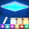 LEZOE Plafoniera LED RGB dimmerabile con telecomando, plafoniera LED 18W 1800LM dimmerabile cambia colore, pannello piatto 3000K-6500K per soggiorno camera da letto cameretta cucina 22x22x2.5cm