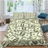 Generic Set Copripiumino Matrimoniale 240x220 cm Banconota di Meituan Stampa 3D Biancheria da Letto Banconota Morbida in Microfibra 3 Pezzi 1 Copripiumino e 2 Federe con Cerniera B.1775
