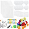 Allazone 45 Pz Panno Punto Croce Bianco Panno Ricamo en Plastica, Tessuto per Ricamo a Punto Croce per Progetti di Ricamo a Punto Croce, 12 Colori Filato e all'Uncinetto Artigianato Fai-da-Te