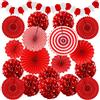 Recosis Decorazioni per feste rosse, scomparti per paparini, pompon, ghirlande per compleanno, addio al nubilato, baby shower, matrimonio, laurea, Capodanno, San Valentino, decorazioni per feste