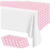 Hegbolke Confezione da 6 Runner da Tavolo Rosa Gingham, Tovaglioli Rosa e Bianchi a Quadri 35,6 x 274,3 cm Rettangolari Impermeabili per Picnic, Runner da Tavolo per Feste di Compleanno, Vacanze