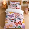 DJDEA Biancheria da letto per bambini con farfalle, 135 x 200 cm, in morbida microfibra