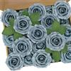 N&T NIETING Rose artificiali, 25 rose in schiuma realistiche al tatto con steli per bouquet da sposa fai da te, centrotavola, baby shower, decorazione per la casa, blu polvere