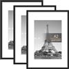 upsimples Confezione da 3 Cornici portafoto, Cornice A2 42x 59,4 cm Nere | Con Supporto Orientamento Orizzontale o Verticale, Cornici per Ppuzzle, Parete, Poster, Diploma Universitario
