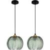 KOSHSH 2 Pack Luci a Sospensione per l'isola della Cucina, luci a Sospensione in Vetro con Paralume Verde, plafoniere Moderne per Camera da Letto Cucina Soggiorno Ristorante Bar