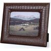 ELPMD Cornice portafoto in finta pelle di coccodrillo color caffè, 4 x 15 cm, per decorazione domestica moderna, per esposizione da tavolo o da appendere alla parete