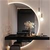GLFNB Specchio da bagno intelligente 120 cm Mezza luna Specchio illuminato a LED Specchio cosmetico antiappannamento dimmerabile Specchio da parete ad arco senza cornice Specchi retroilluminati in
