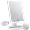 FASCINATE Specchio cosmetico con illuminazione a 3 colori e ingrandimento 10X staccabile, 72 luci a LED, sensore touch dimmerabile regolabile, doppia alimentazione, rotazione a 180°, specchio
