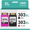 Lemero 303XL Cartucce Multipack Compatibile per HP 303 Cartucce Multipack per HP Envy Photo 7120 7130 7132 7820 7830 7832 6220 6230 6232(nero/colore,2-pack)