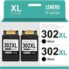 Lemero 302 cartucce XL nere compatibili con cartucce d'inchiostro HP 302 Multipack 302XL Nero per HP Envy 4525 4520 Deskjet 3630 3639 Officejet 3830 3831 5230(2-Pack)